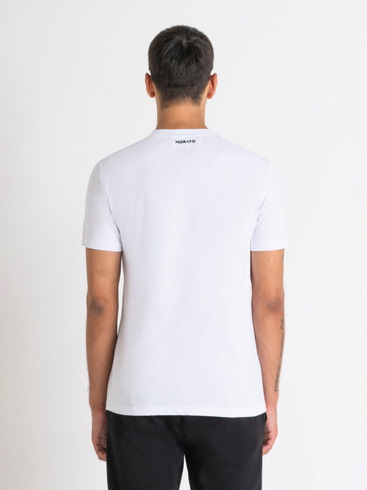 Antony Morato Men White Printed Round Neck Short Sleeves Tshirt
