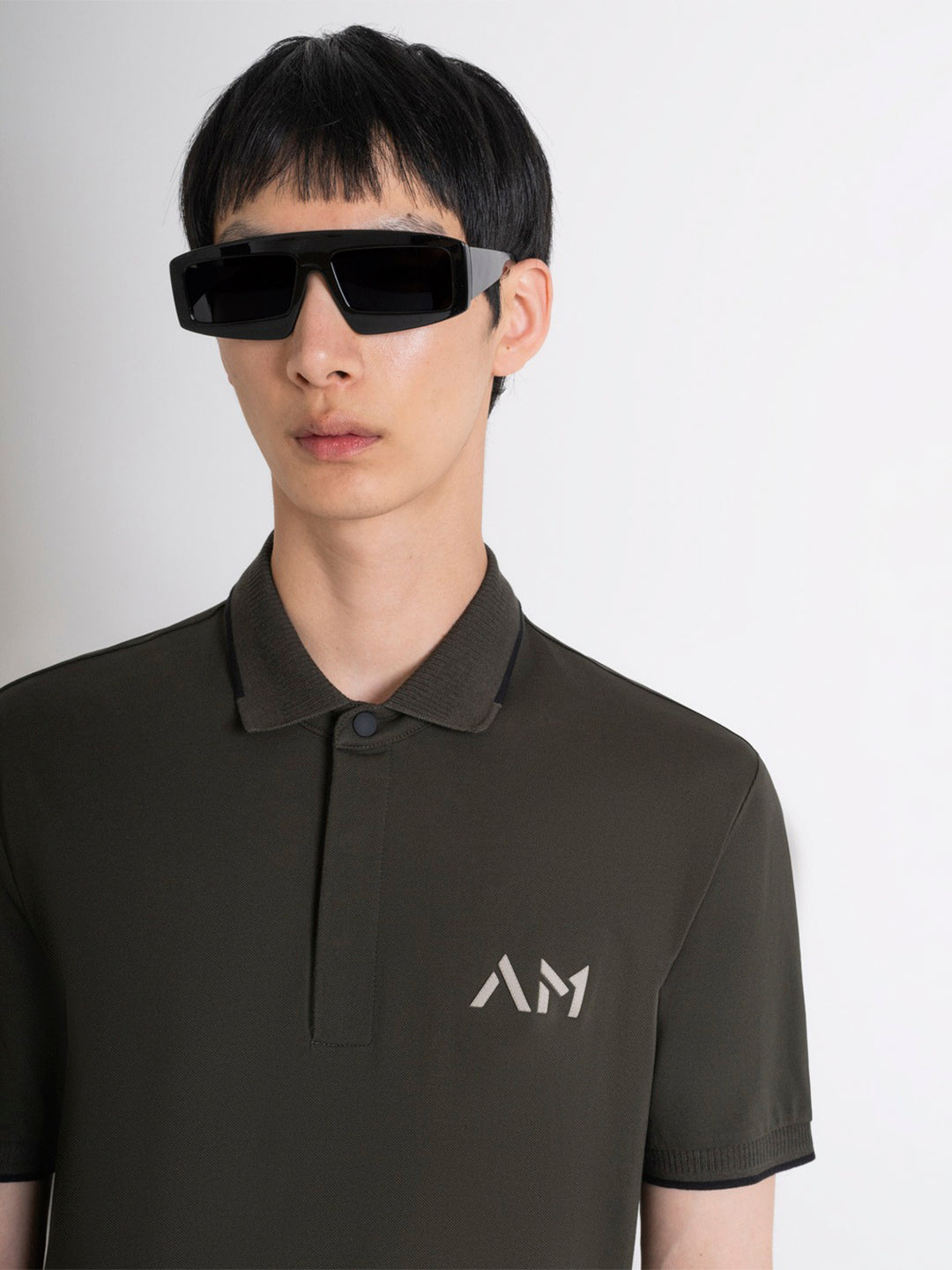 Antony Morato Men Green Solid Polo Collar Short Sleeves Tshirt