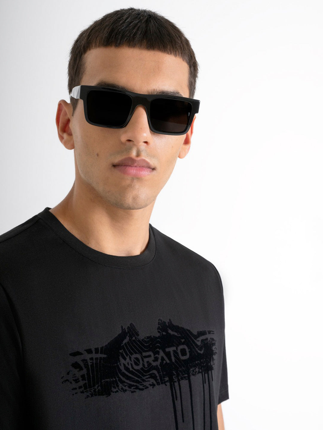 Antony Morato Men Black Solid Round Neck Short Sleeves Tshirt