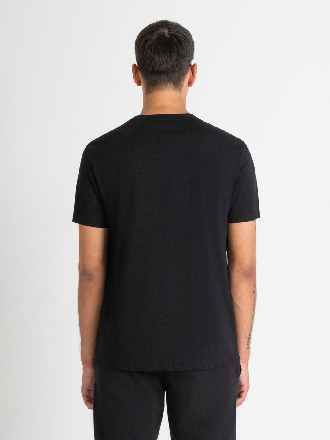 Antony Morato Men Black Solid Round Neck Short Sleeves Tshirt