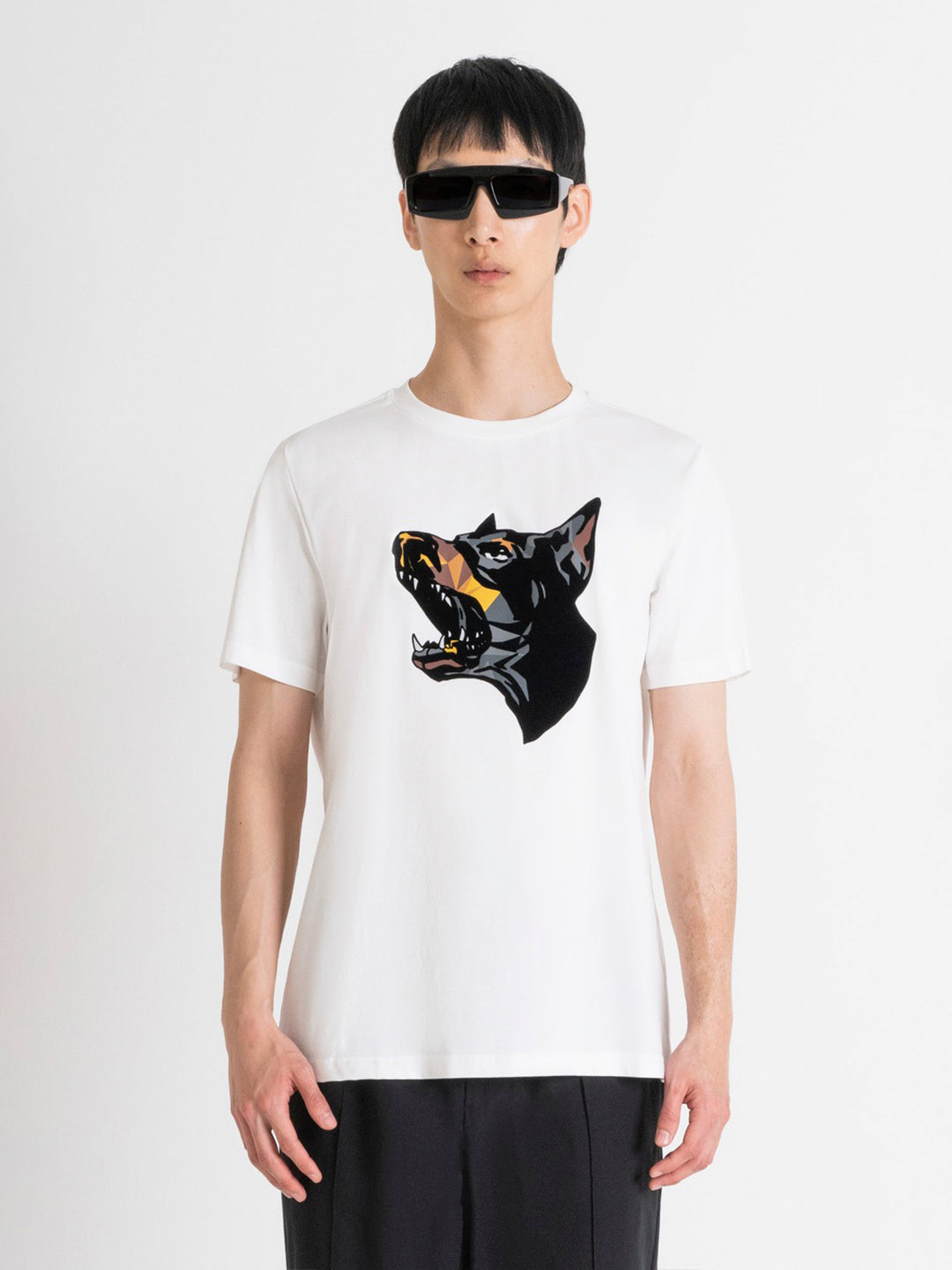 Antony Morato Men White Printed Round Neck Short Sleeves Tshirt