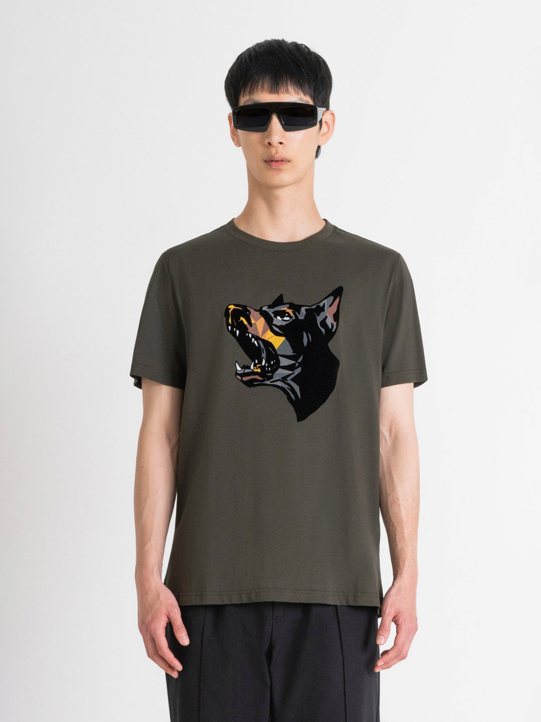 Antony Morato Men Green Printed Round Neck Short Sleeves Tshirt