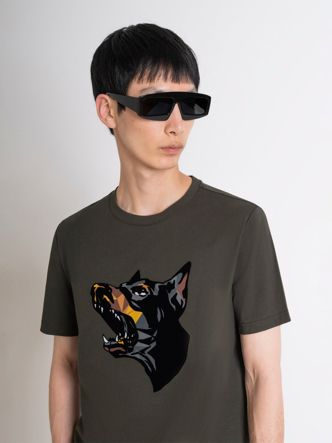 Antony Morato Men Green Printed Round Neck Short Sleeves Tshirt