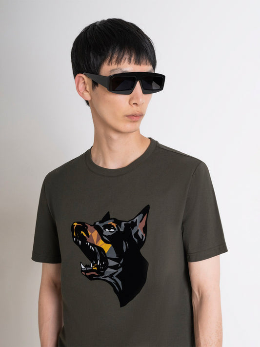 Antony Morato Men Green Printed Round Neck Short Sleeves Tshirt