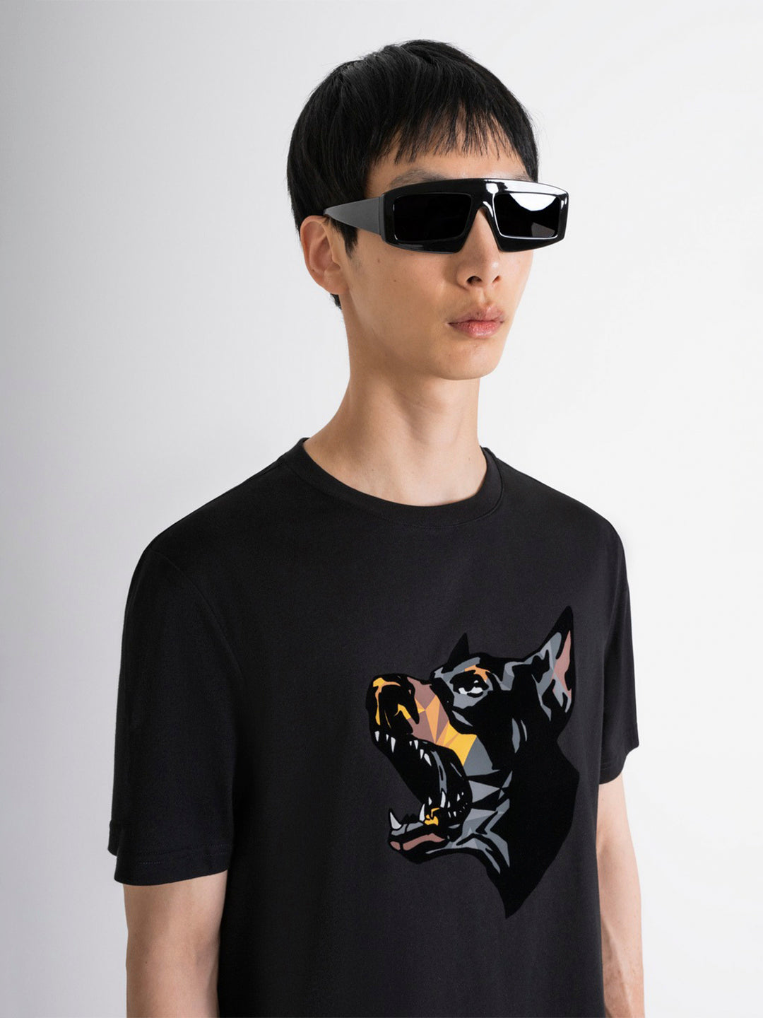 Antony Morato Men Black Printed Round Neck Short Sleeves Tshirt