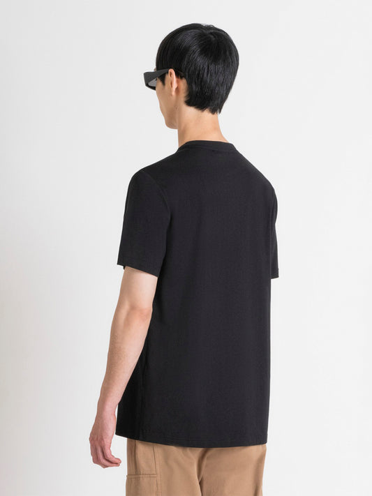 Antony Morato Men Black Solid Round Neck Short Sleeves Tshirt