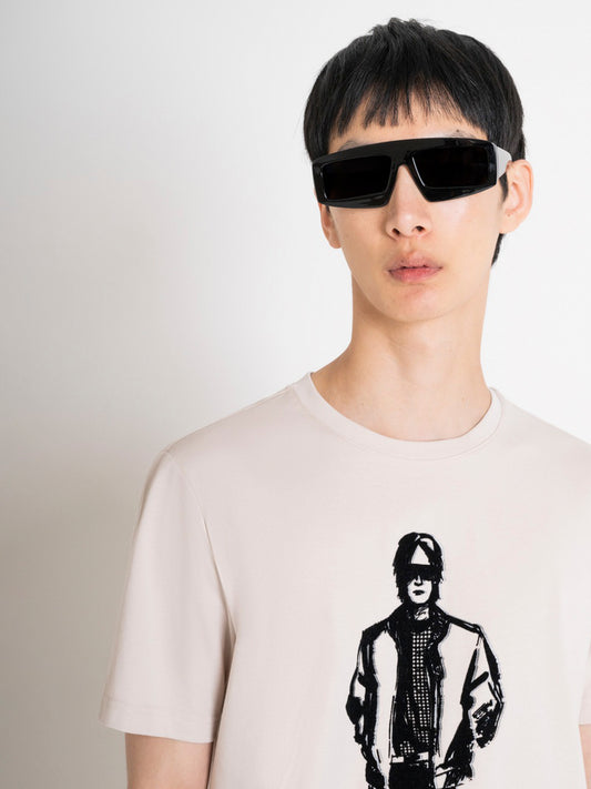 Antony Morato Men Beige Printed Round Neck Short Sleeves Tshirt