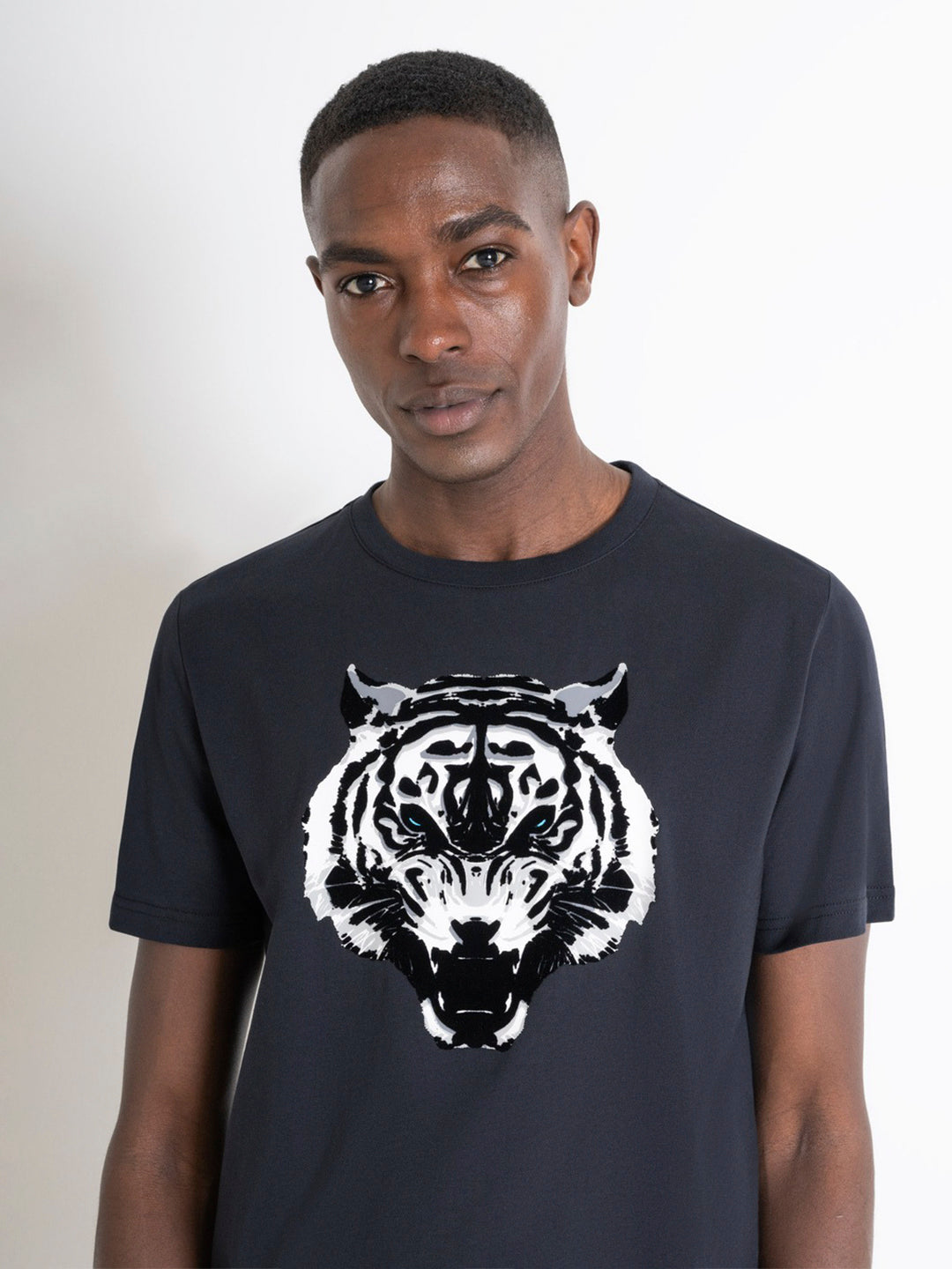 Antony Morato Men Blue Printed Round Neck Short Sleeves Tshirt