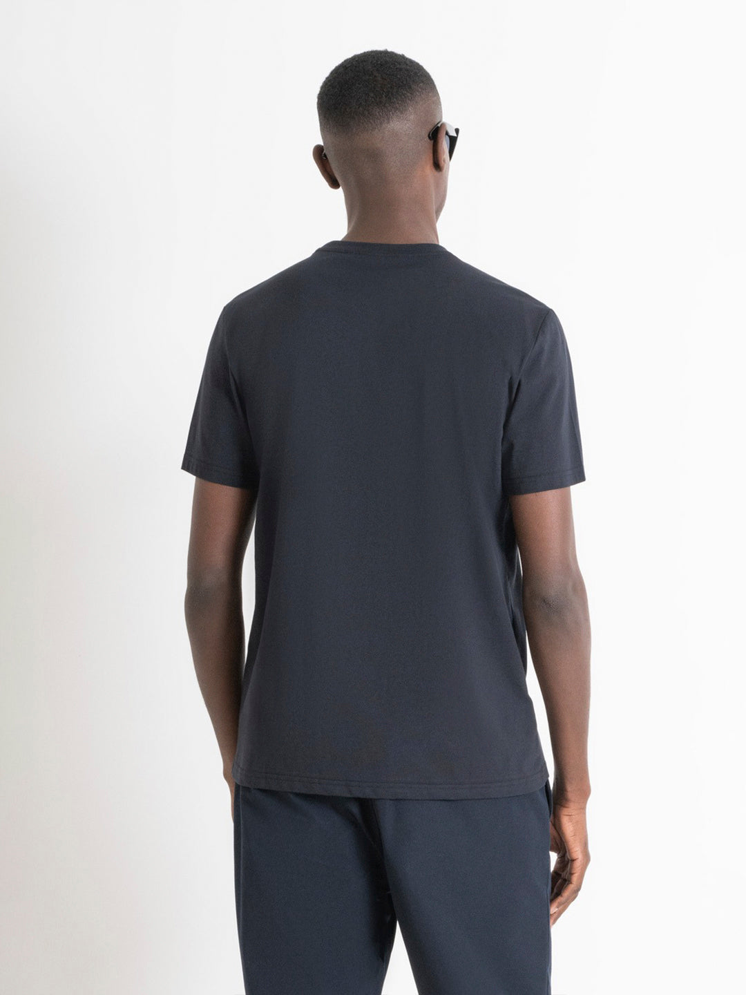 Antony Morato Men Blue Solid Round Neck Short Sleeves Tshirt