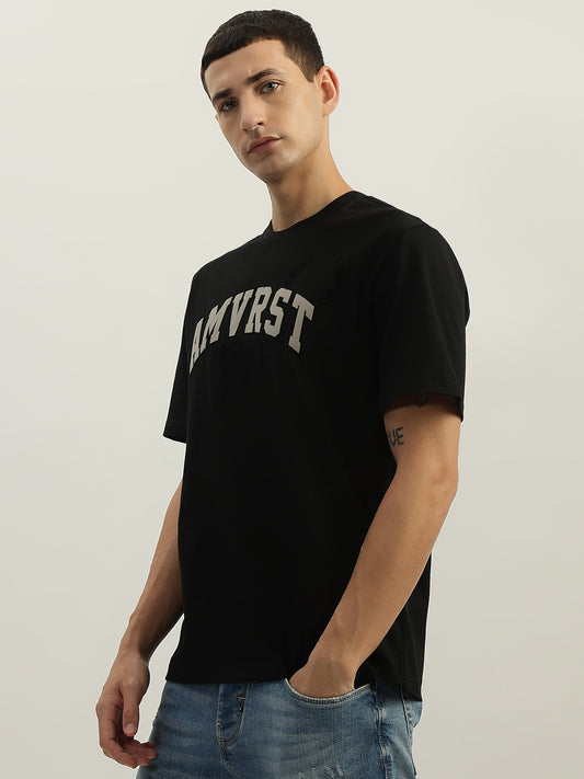 Antony Morato Men Black Printed Round Neck Short Sleeves Tshirt
