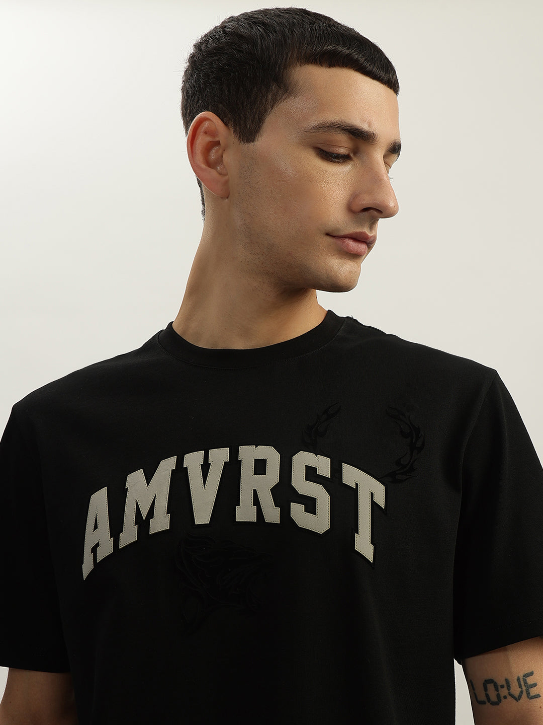 Antony Morato Men Black Printed Round Neck Short Sleeves Tshirt