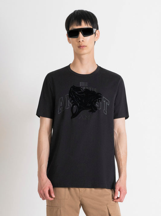 Antony Morato Men Black Printed Round Neck Short Sleeves Tshirt