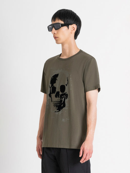 Antony Morato Men Green Printed Round Neck Short Sleeves Tshirt