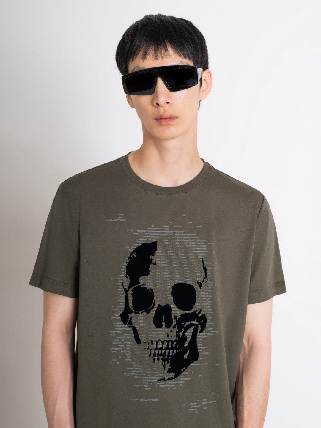 Antony Morato Men Green Printed Round Neck Short Sleeves Tshirt