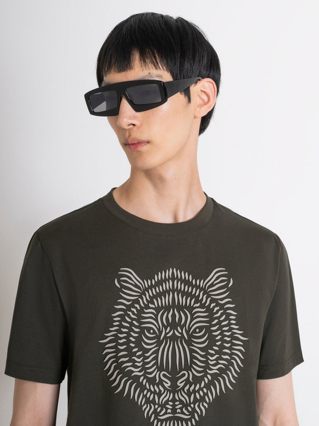 Antony Morato Men Green Printed Round Neck Short Sleeves Tshirt