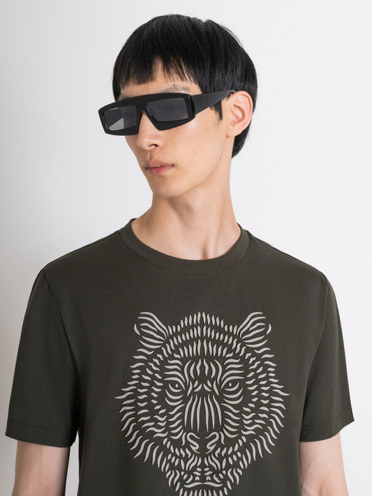 Antony Morato Men Green Printed Round Neck Short Sleeves Tshirt