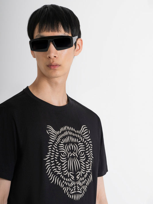 Antony Morato Men Black Printed Round Neck Short Sleeves Tshirt