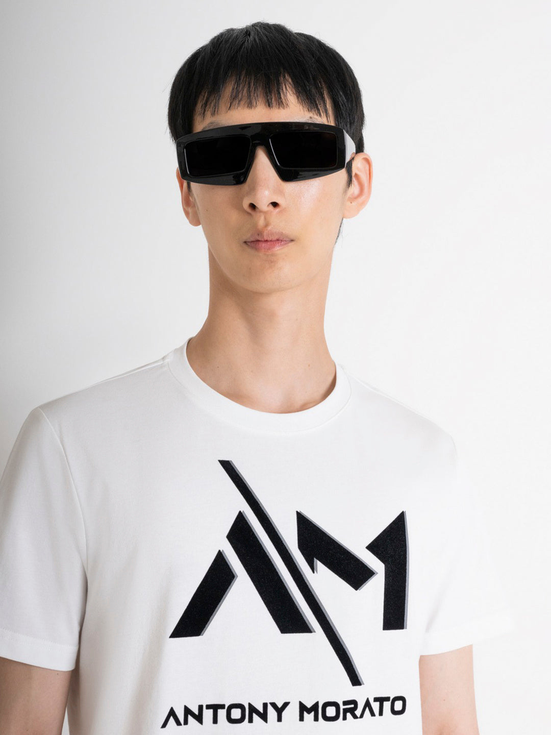 Antony Morato Men White Printed Round Neck Short Sleeves Tshirt