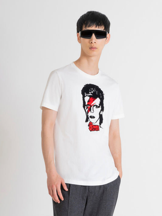 Antony Morato Men White Printed Round Neck Short Sleeves Tshirt