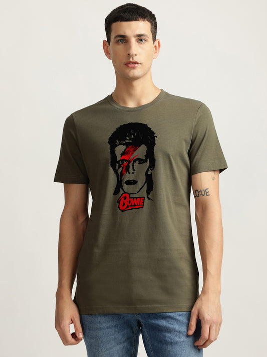 Antony Morato Men Green Printed Round Neck Short Sleeves Tshirt