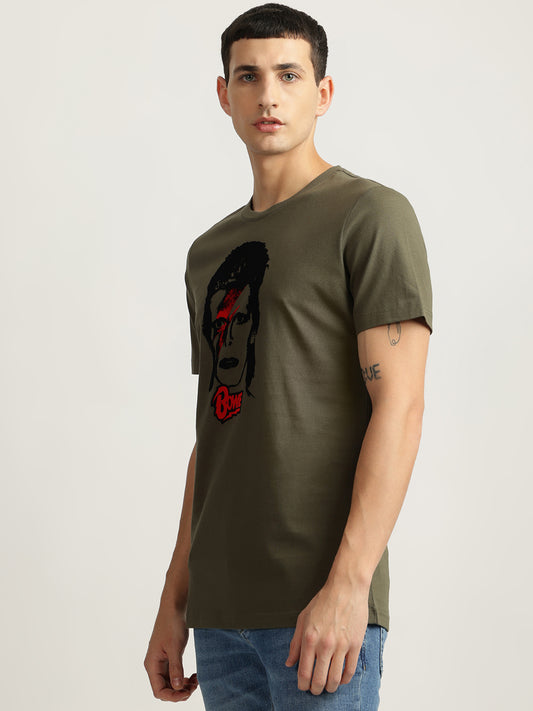 Antony Morato Men Green Printed Round Neck Short Sleeves Tshirt