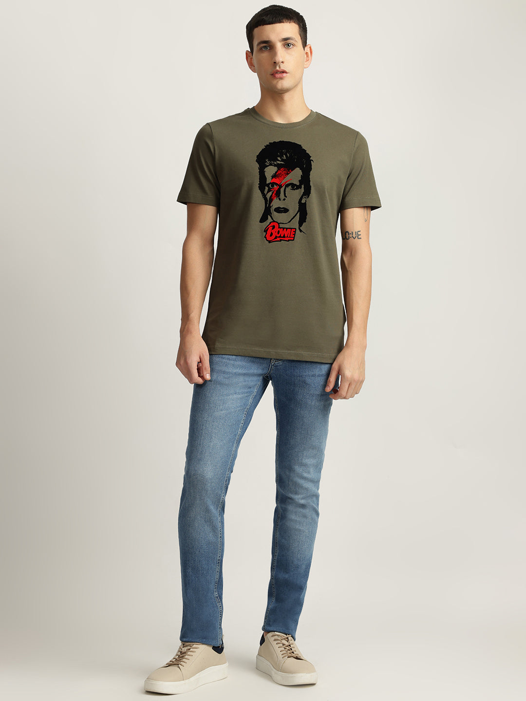 Antony Morato Men Green Printed Round Neck Short Sleeves Tshirt