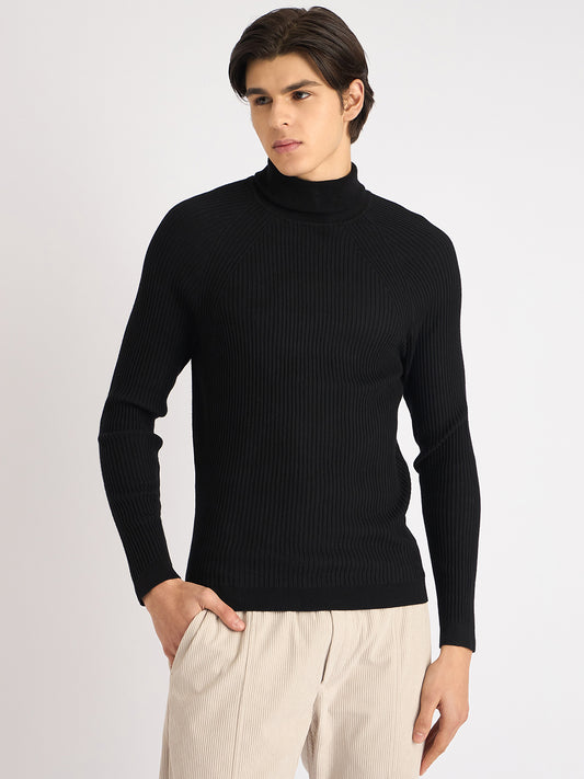 Antony Morato Men Black Solid Turtle Neck Full Sleeves Sweater
