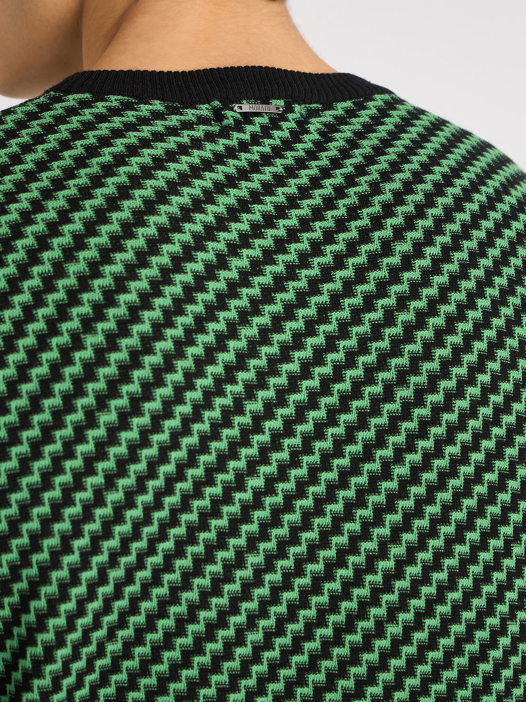 Antony Morato Men Green Self Design Round Neck Full Sleeves Sweater