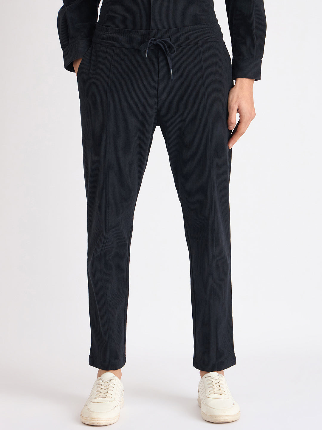 Antony Morato Men Blue Solid Slim Fit Corduroy Trouser