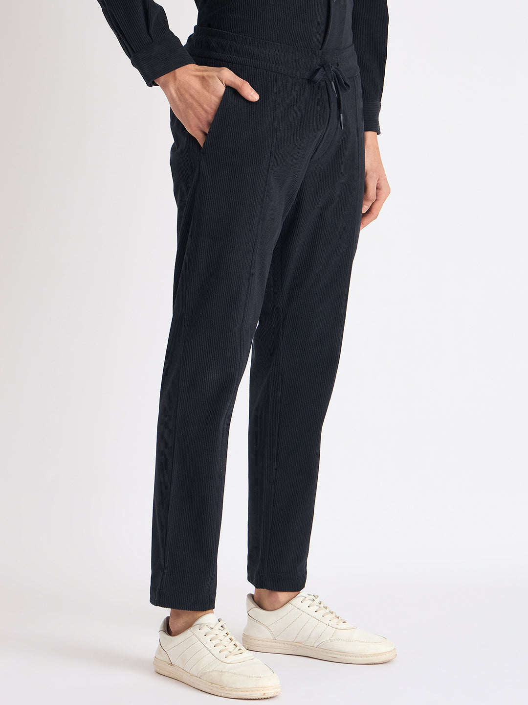 Antony Morato Men Blue Solid Slim Fit Corduroy Trouser