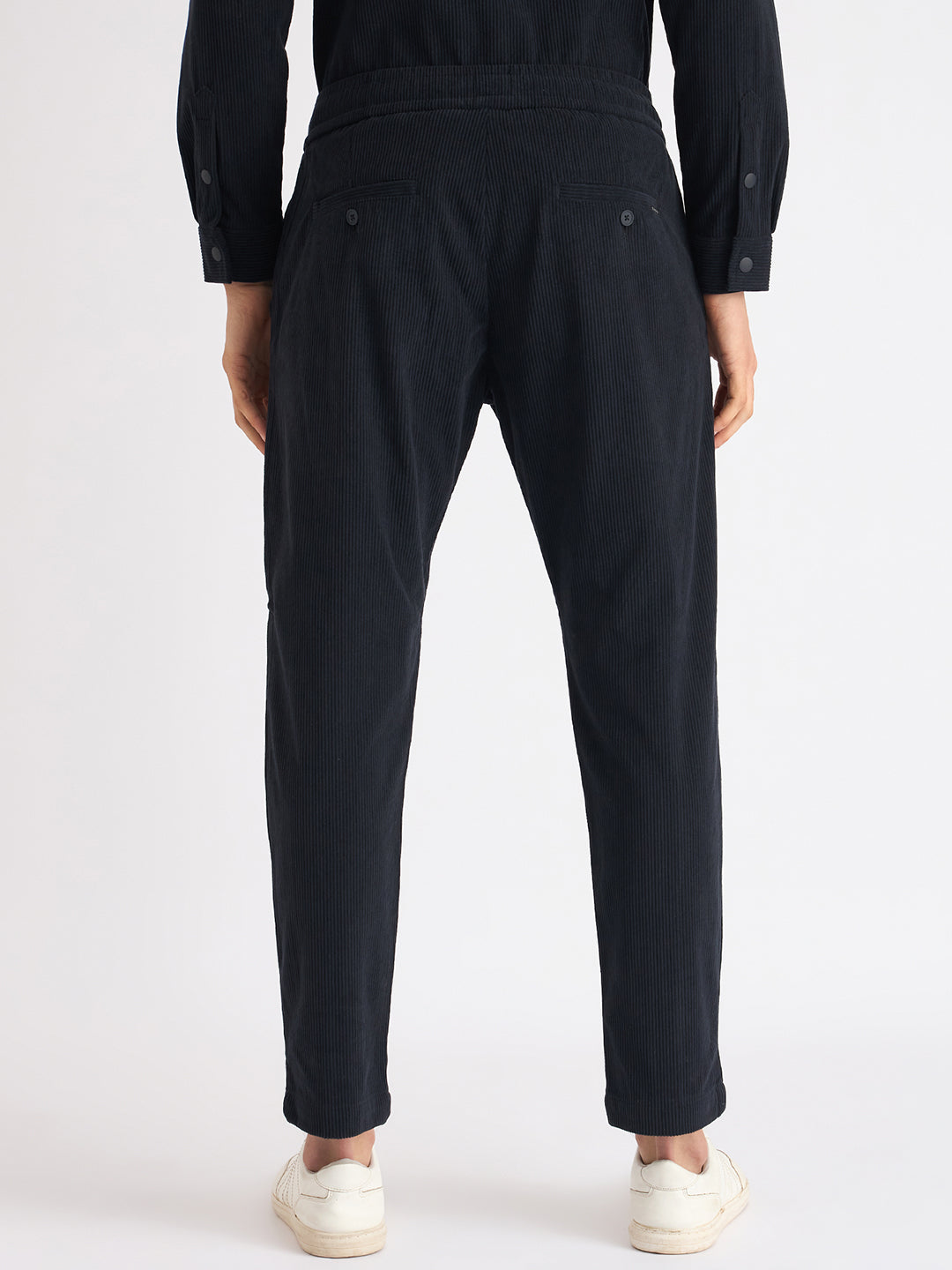 Antony Morato Men Blue Solid Slim Fit Corduroy Trouser