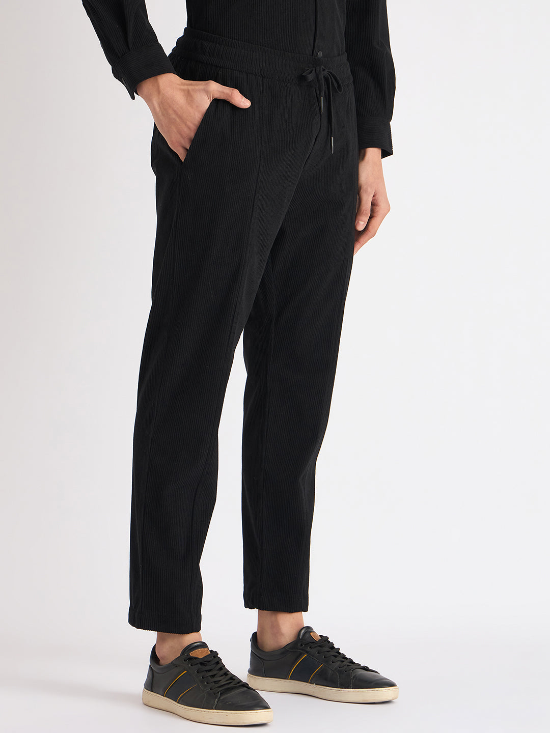 Antony Morato Men Black Solid Slim Fit Corduroy Trouser