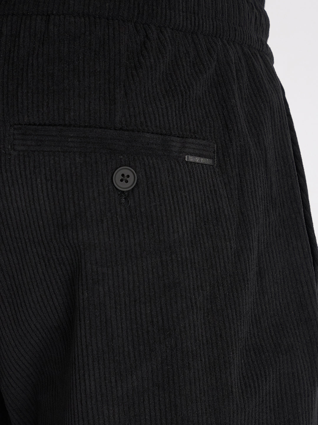 Antony Morato Men Black Solid Slim Fit Corduroy Trouser