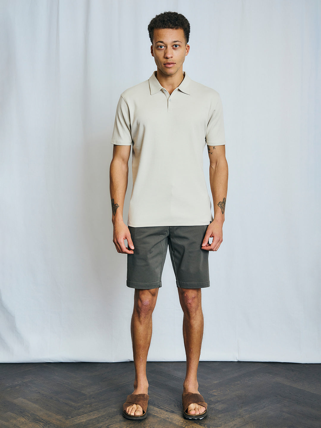 Bruun & Stengade Men Beige Solid Polo Tshirt