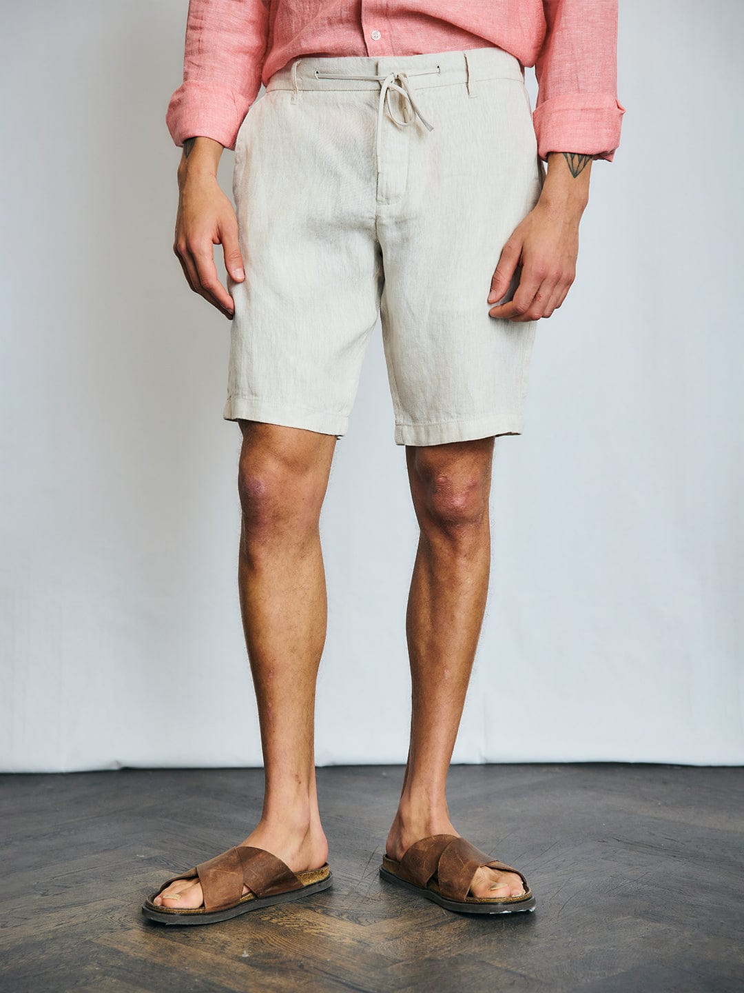 Bruun & Stengade Men Sand Regular Fit Solid Shorts