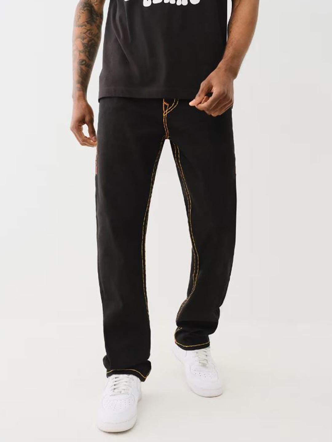 True Religion Men SUPER T Ricky Straight Fit Pure Cotton Mid Rise Jeans