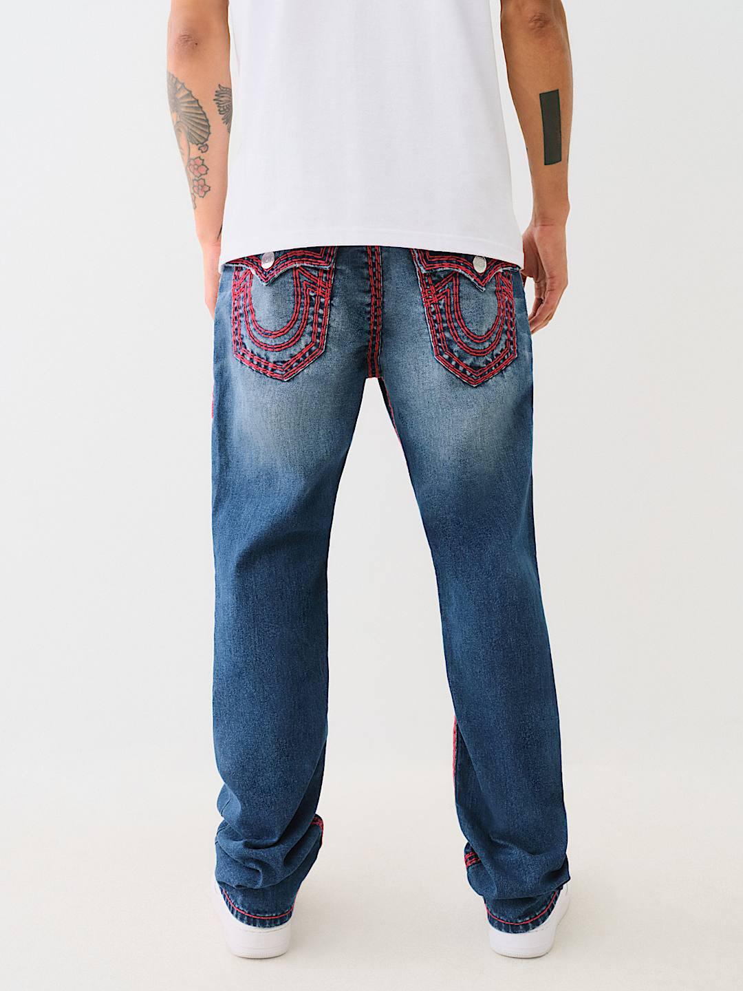 True Religion Men SUPER QT Ricky Straight Fit Dark Wash Jeans
