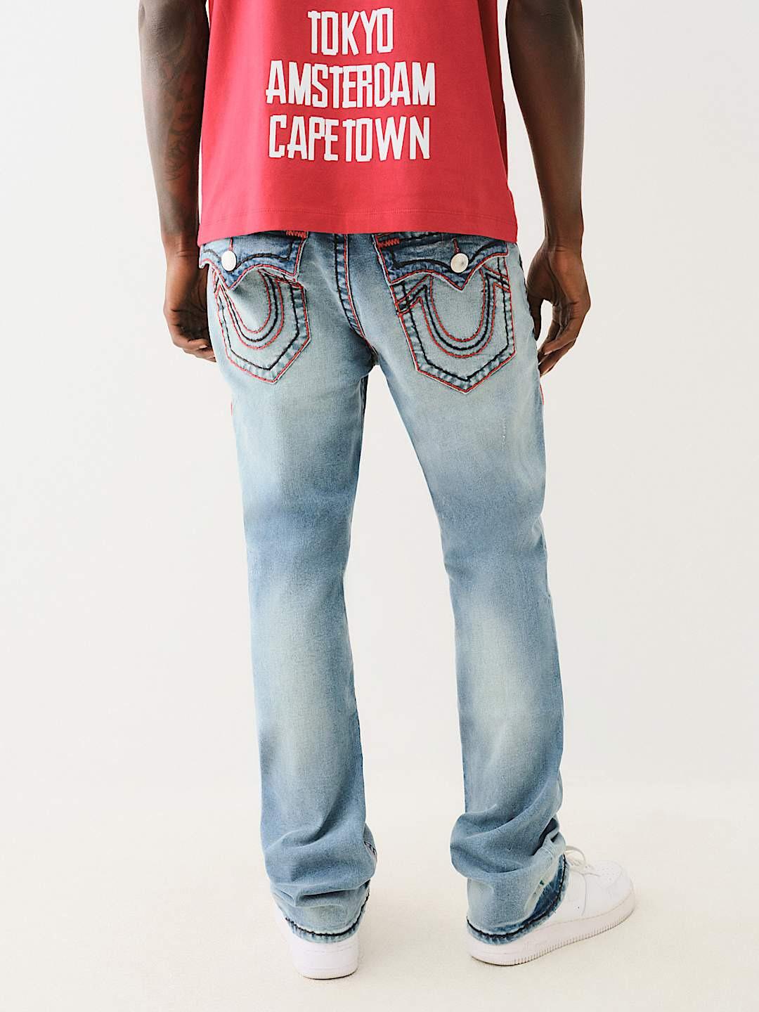 True Religion Men SUPER T Ricky Straight Fit Light Wash Jeans