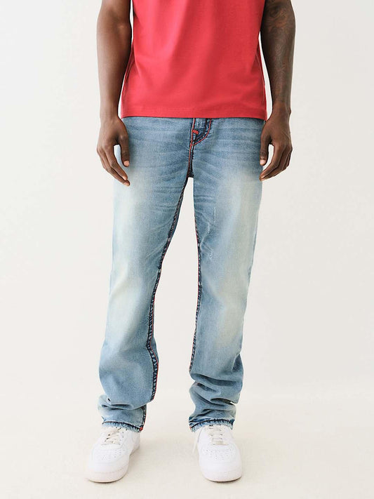 True Religion Men SUPER T Ricky Straight Fit Light Wash Jeans