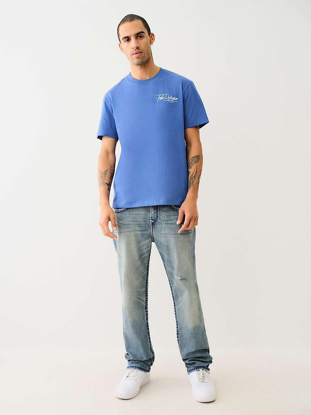 True Religion Men SUPER T Ricky Straight Fit Medium Wash Jeans