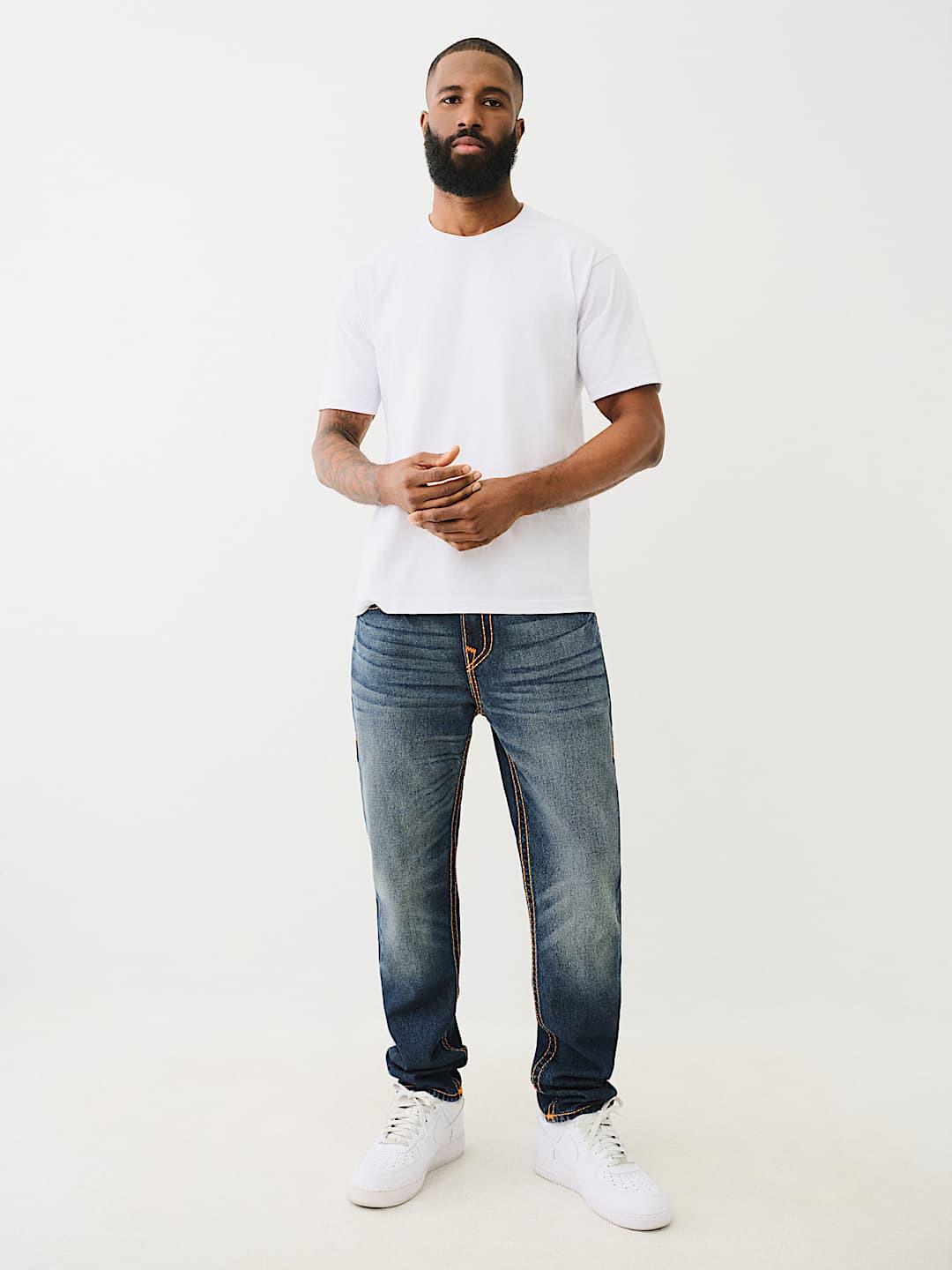 True Religion Men Pickstitch Rocco Slim Fit Dark Wash Jeans