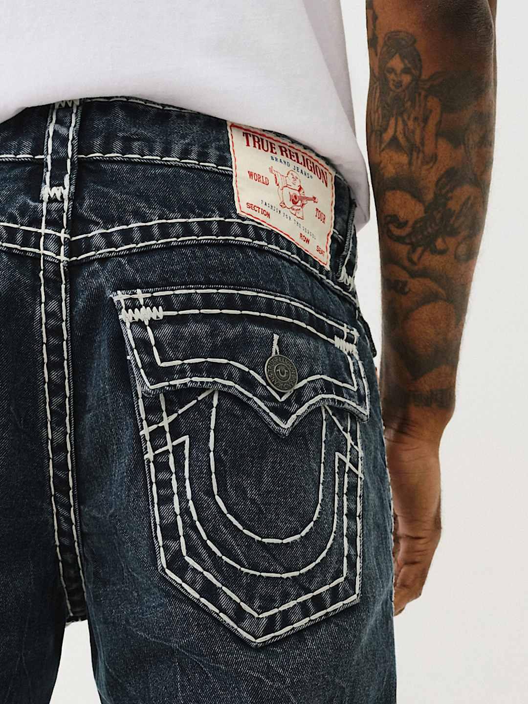 True Religion Men SUPER T Billy Bootcut Fit Dark Wash Jeans