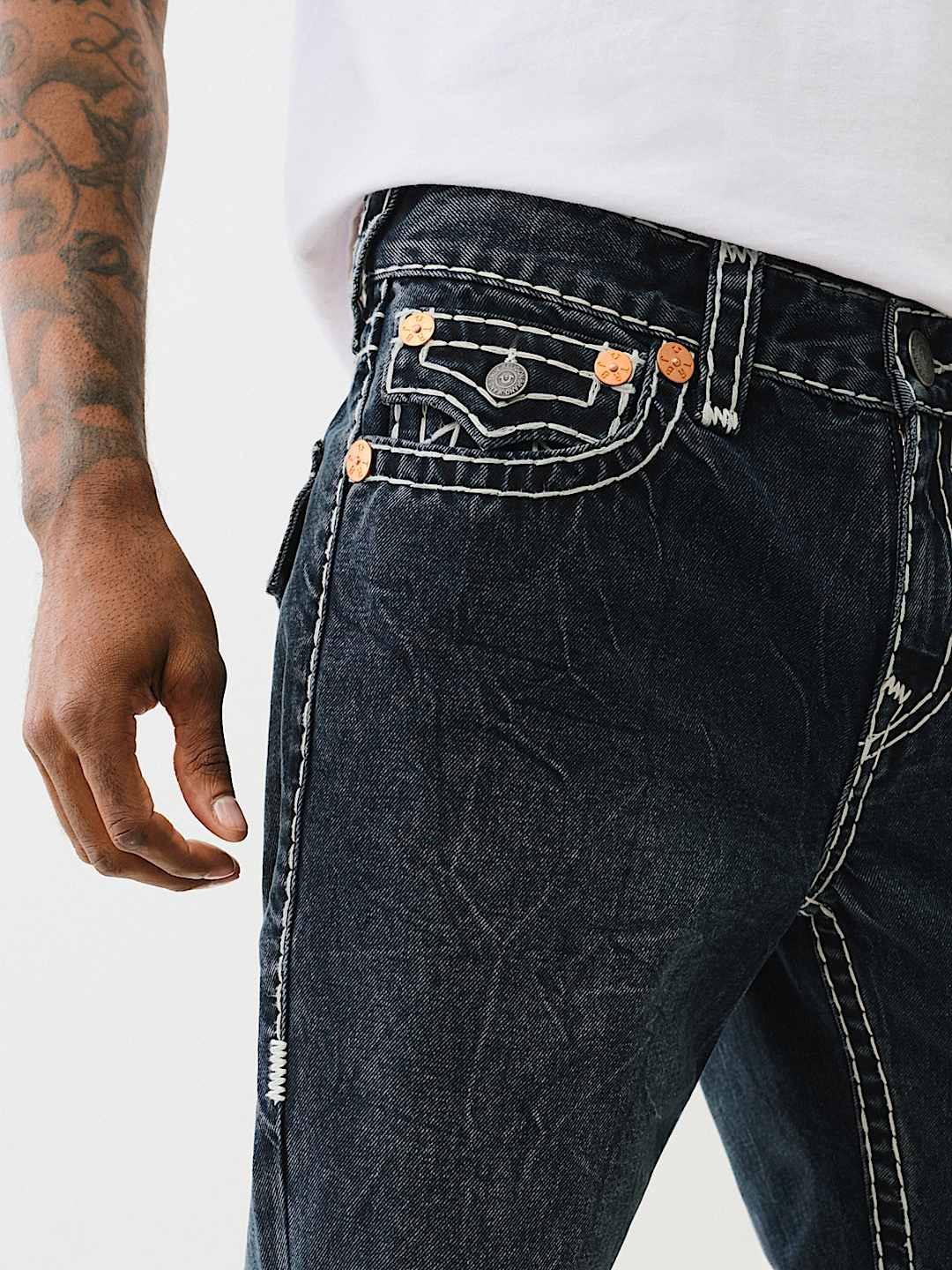 Shop True Religion Super T Billy Bootcut Blue Mid Rise Washed