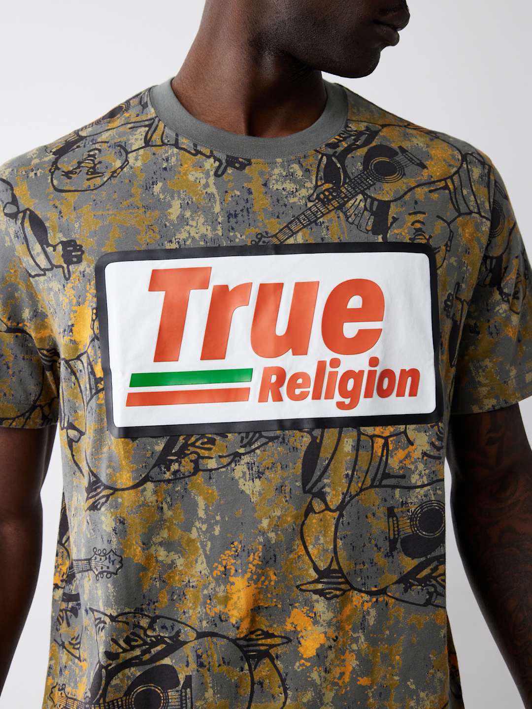 True Religion Men Multi Printed Round Neck TShirt