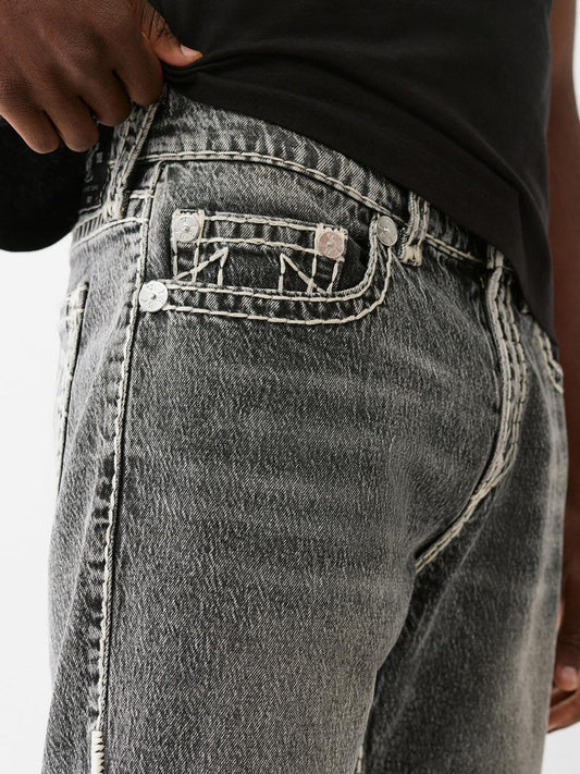 True Religion Men Black Straight Fit Washed Shorts