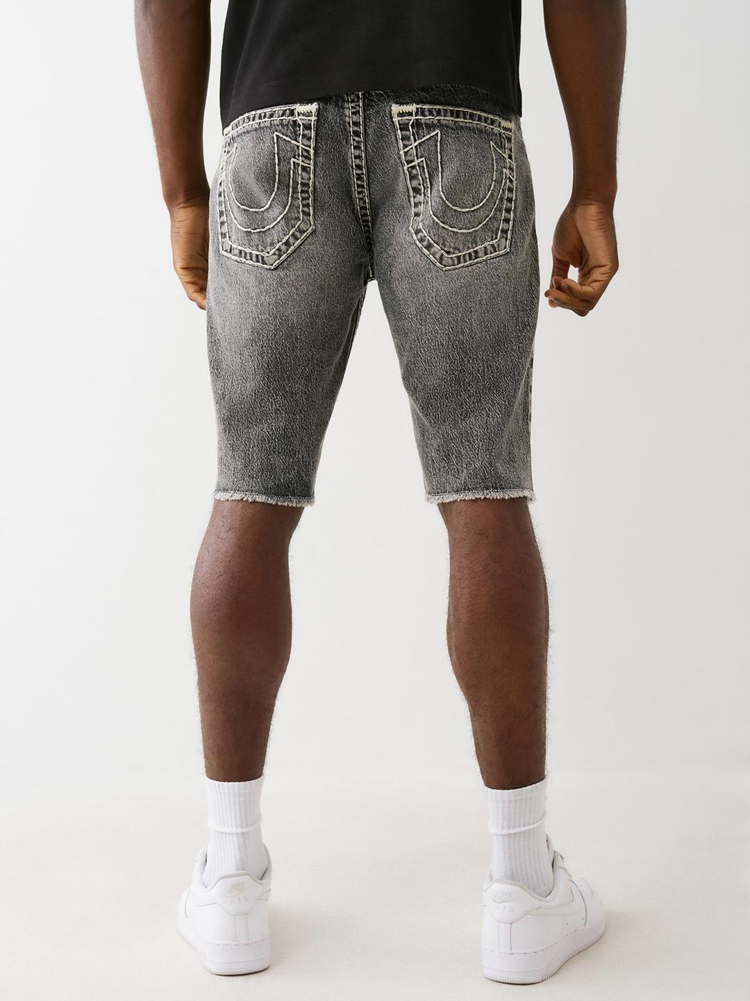 True Religion Men Black Straight Fit Washed Shorts
