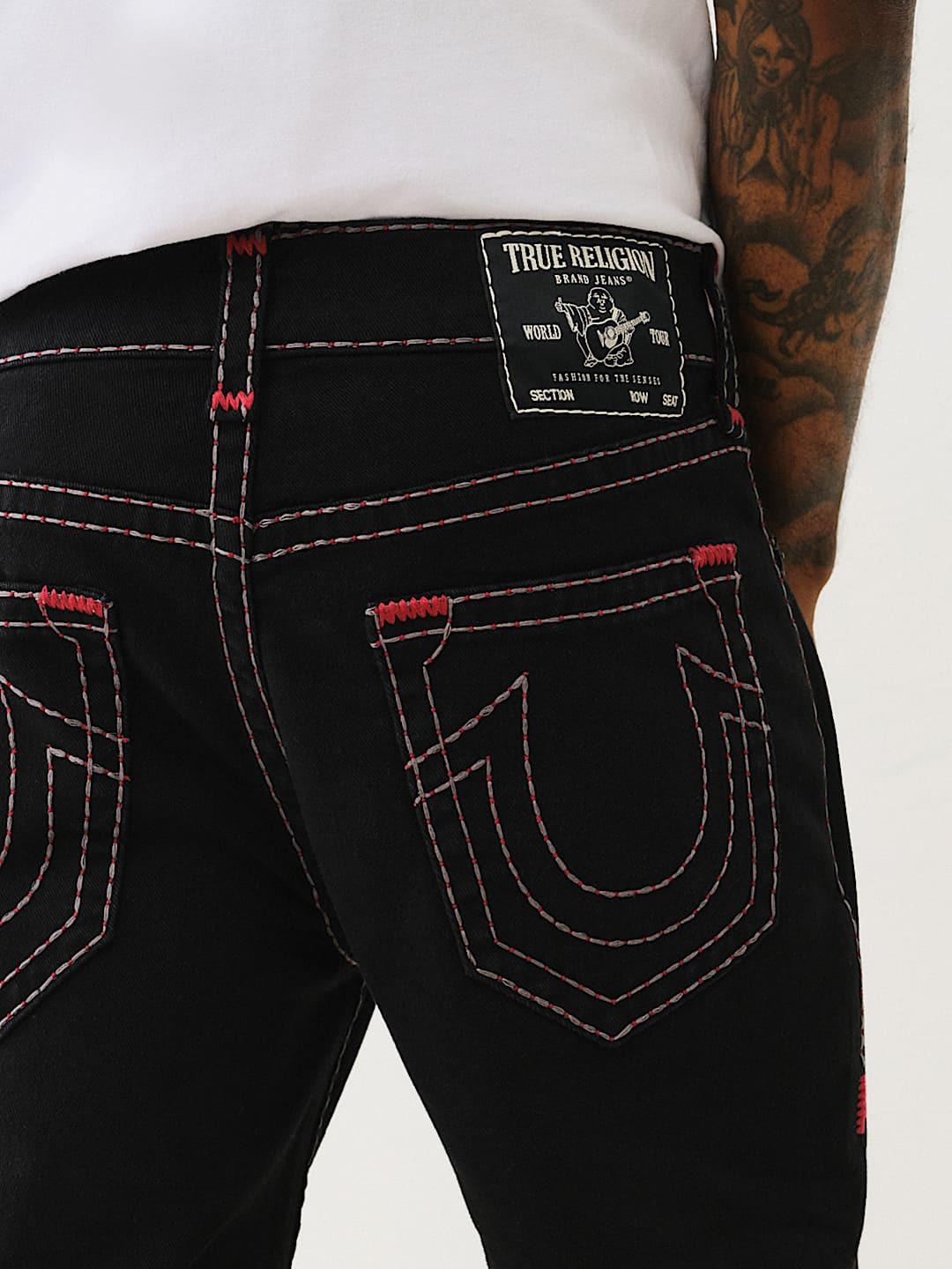 True Religion Men Pickstitch Ricky Straight Fit Mid Rise Jeans