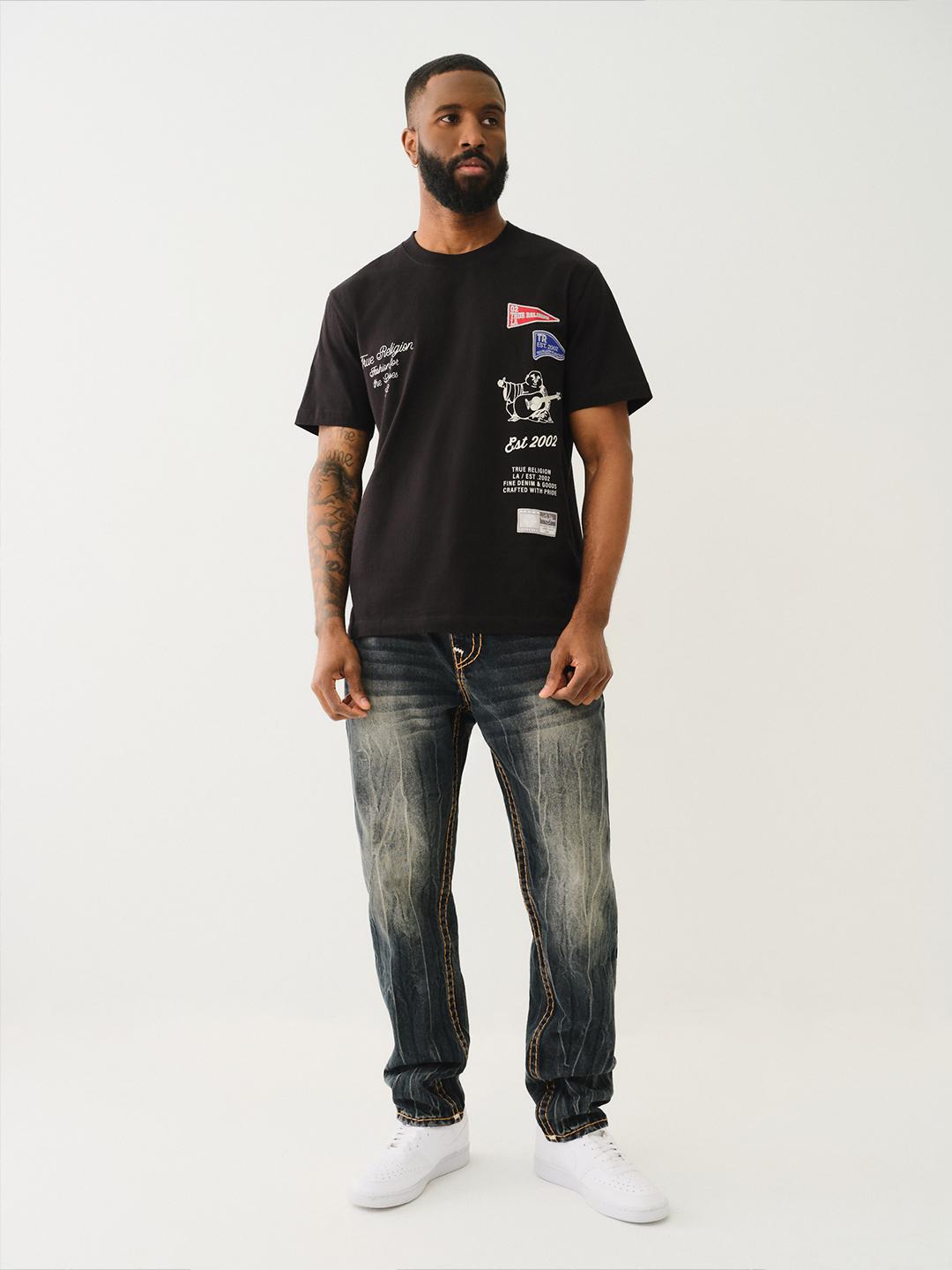 True Religion Men SUPER T Rocco Slim Fit Dark Wash Jeans