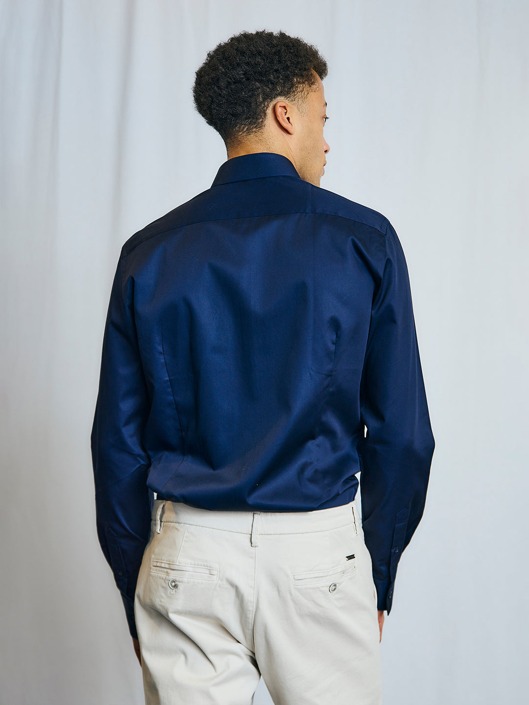 Bruun & Stengade Men Navy Solid Collar Shirt