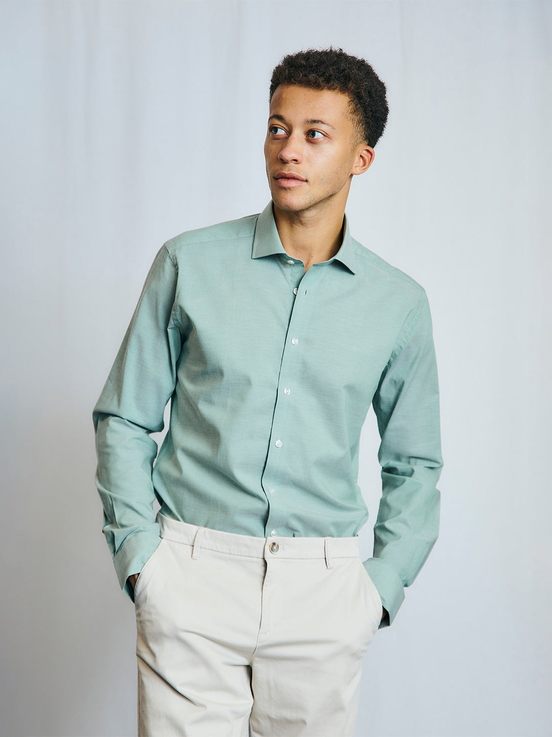 Bruun & Stengade Men Green Solid Collar Shirt